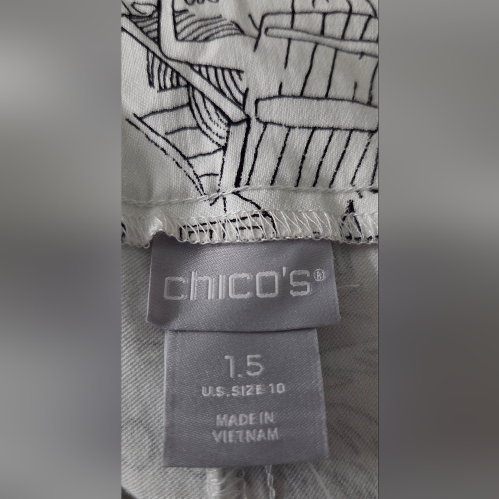 NWT Chico's So Slimming Brigitte Sanibel Pompom Slim Crop Pants - Picture 7 of 8